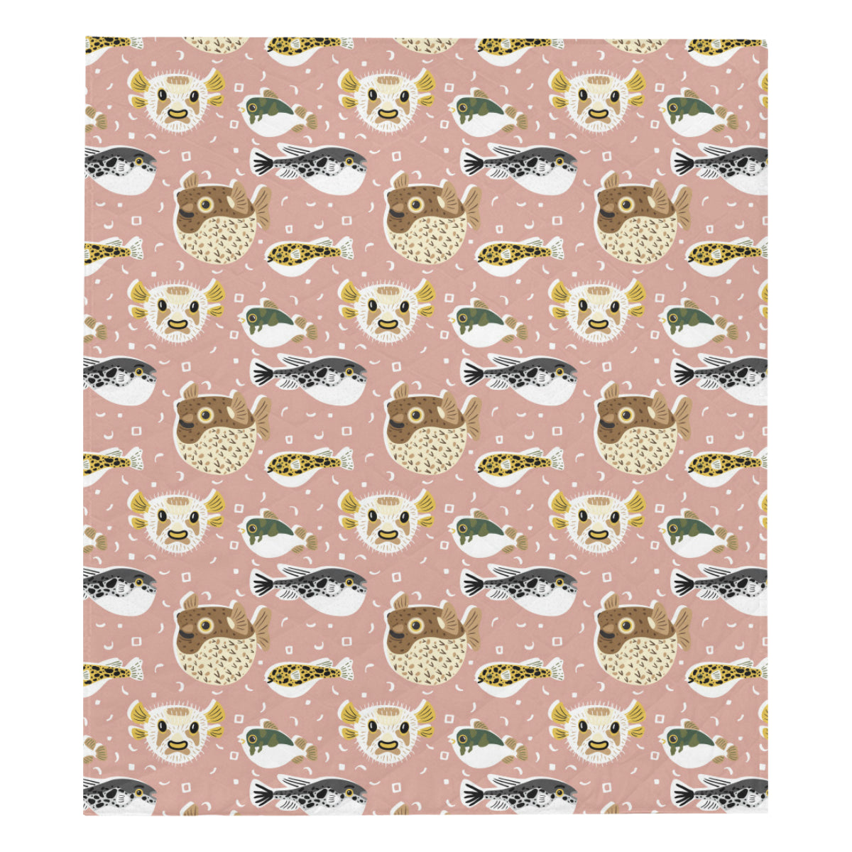 Fugu Cute Pattern Print Design 01 Premium Quilt