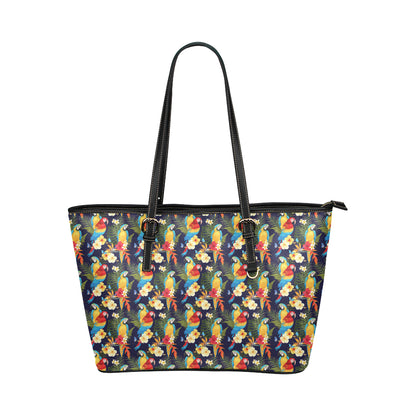 Parrot Themed Design Leather Tote Bag