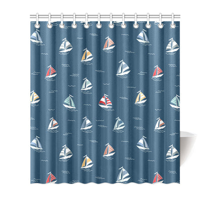 Sailing Ships Pattern Print Design A02 Shower Curtain