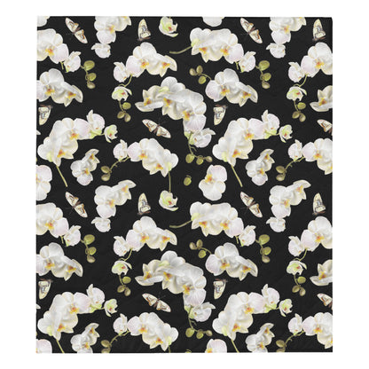 Orchid White Pattern Print Design OR011 Premium Quilt