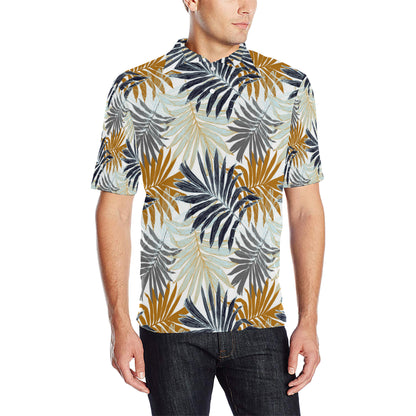 Colorful Tropical Palm Leaves Men Polo Shirt
