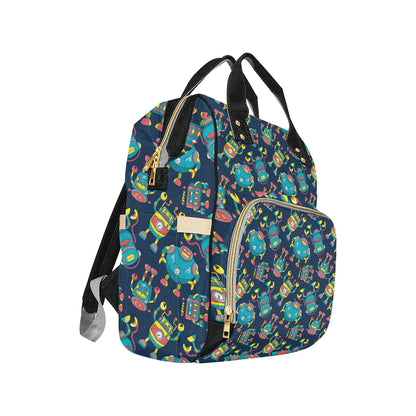 Robot Pattern Print Design A05 Diaper Bag Backpack