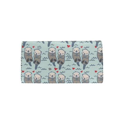 Sea Otter Pattern Print Design 03 Women's Trifold Wallet