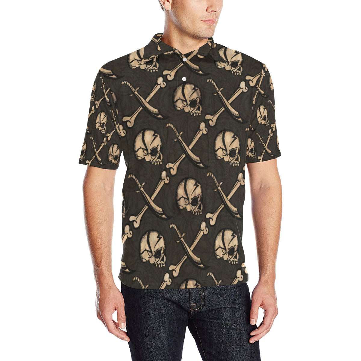 Pirate Pattern Print Design A03 Men Polo Shirt