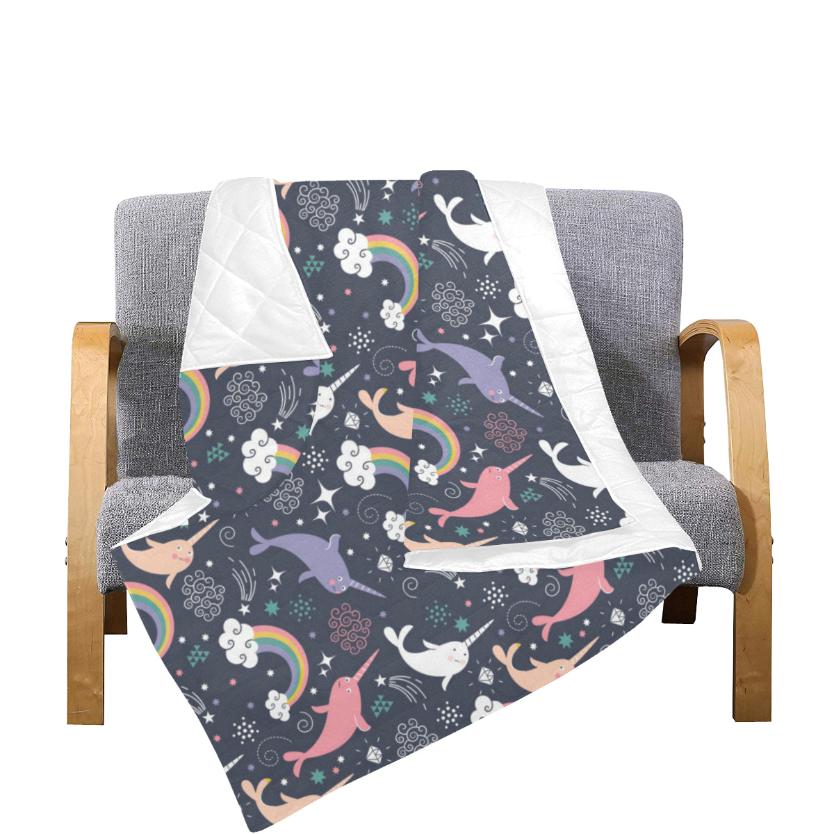 Narwhal Pattern Print Design 01 Premium Quilt