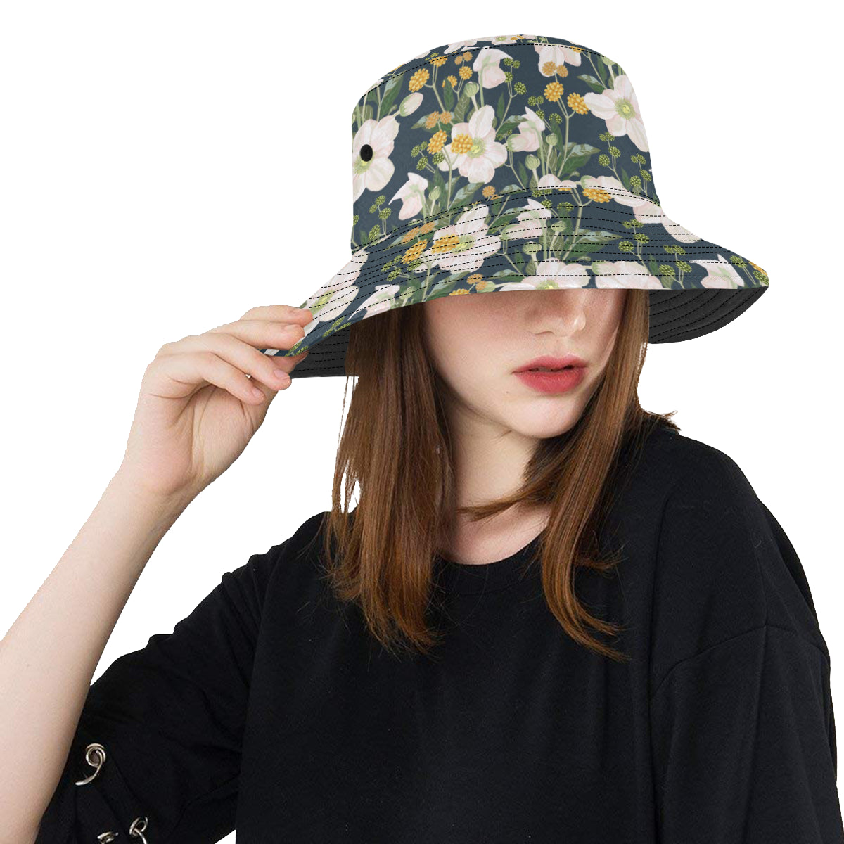 Anemone Pattern Print Design AM04 Unisex Bucket Hat
