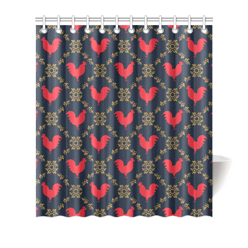 Rooster Pattern Print Design A02 Shower Curtain