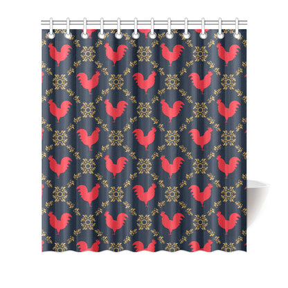 Rooster Pattern Print Design A02 Shower Curtain