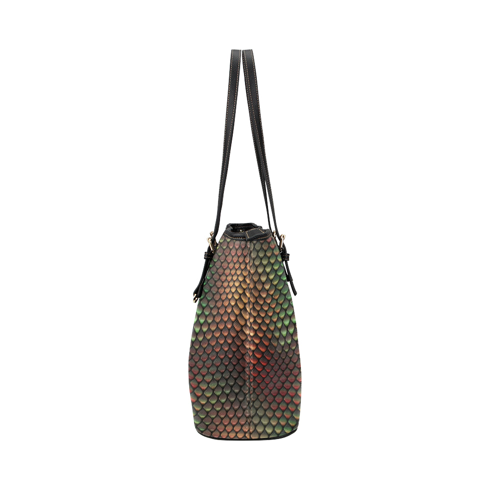 Snake Skin Colorful Print Leather Tote Bag