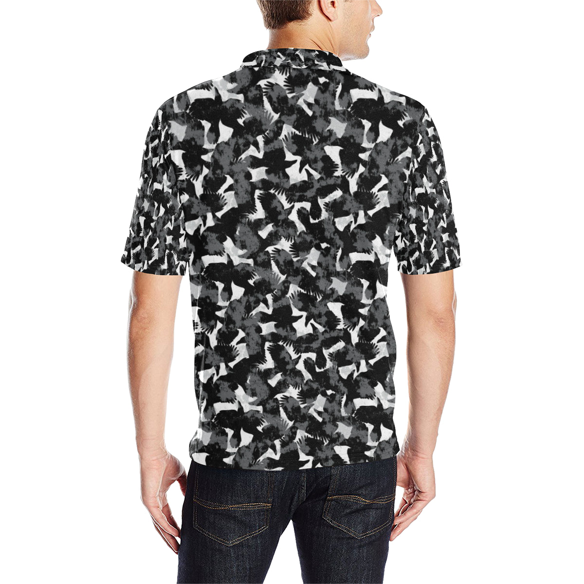 Crow Pattern Print Design 01 Men Polo Shirt