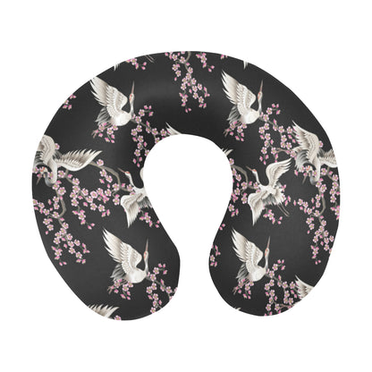 Crane Pattern Print Design 01 U-Shaped Travel Neck Pillow
