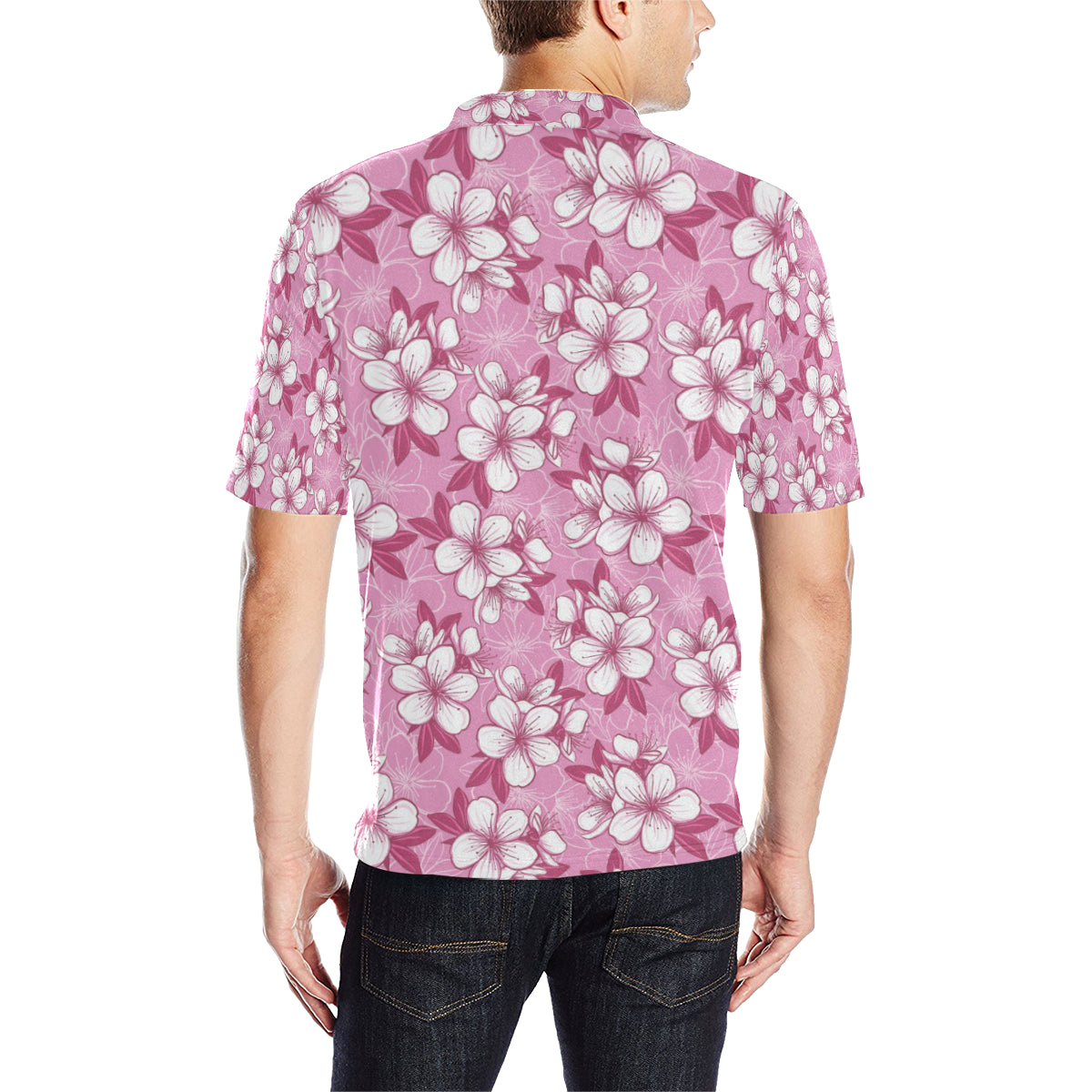 Cherry Blossom Pattern Print Design CB02 Men Polo Shirt