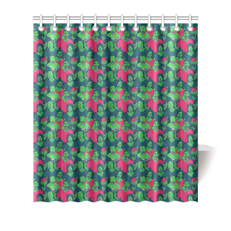 Zombie Themed Design Pattern Print Shower Curtain