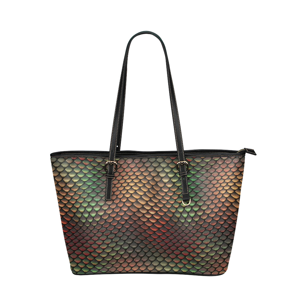 Snake Skin Colorful Print Leather Tote Bag