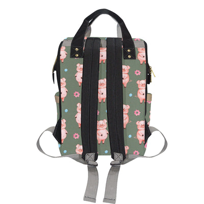 Pig Pattern Print Design 03 Diaper Bag Backpack