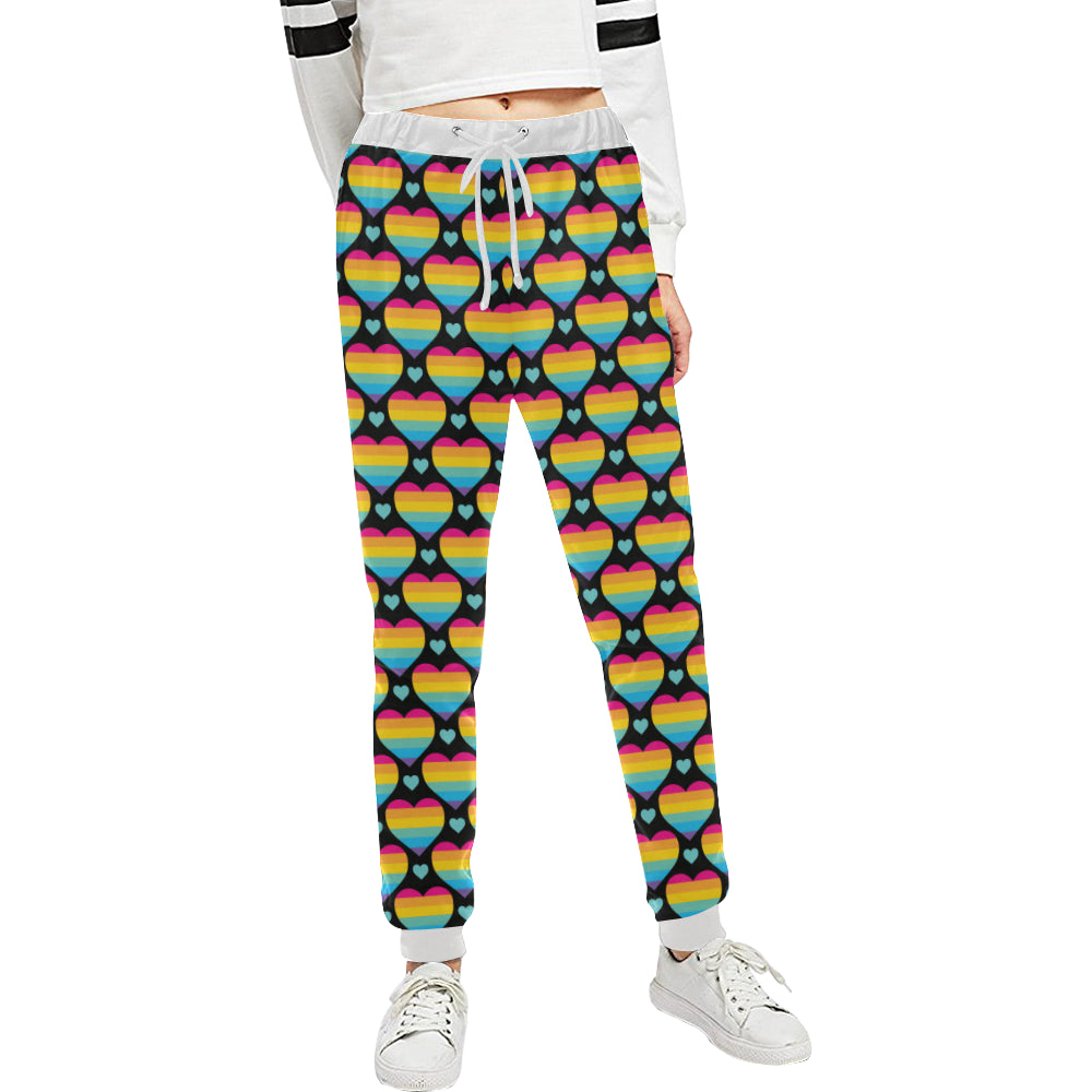 Rainbow Heart Print Pattern Unisex Sweatpants