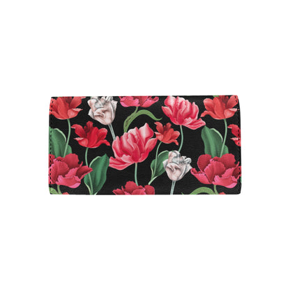 Tulip Pattern Print Design TP08 Women's Trifold Wallet