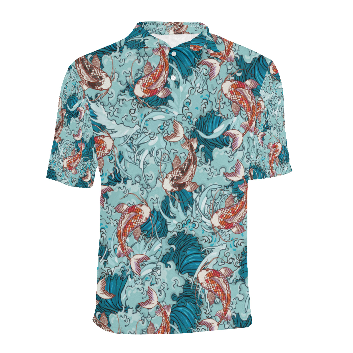 KOI Fish Pattern Print Design 05 Men Polo Shirt