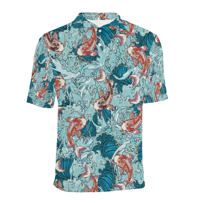 KOI Fish Pattern Print Design 05 Men Polo Shirt