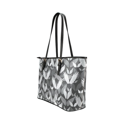 Angel Wings Pattern Design Themed Print Leather Tote Bag