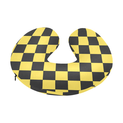 Checkered Yellow Pattern Print Design 03 U-Shaped Travel Neck Pillow