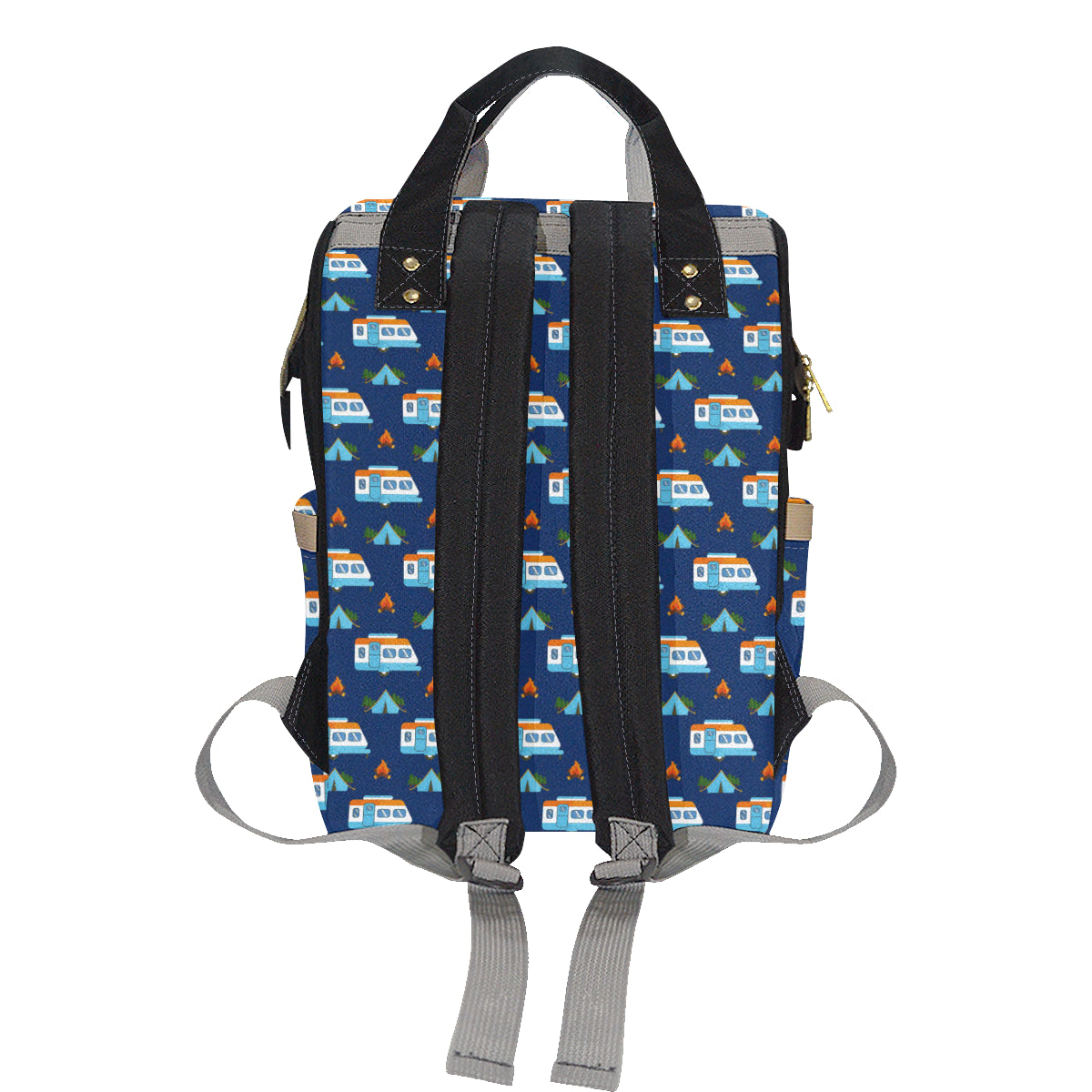 Camper Pattern Camping Themed No 3 Print Diaper Bag Backpack