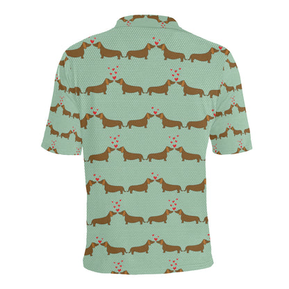 Dachshund Pattern Print Design 02 Men Polo Shirt