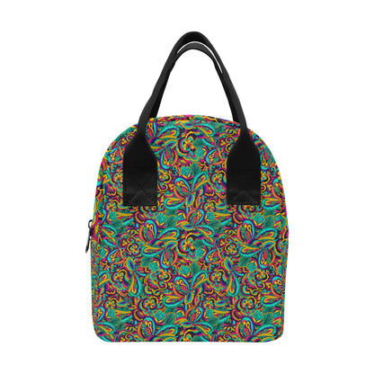 Psychedelic Trippy Floral Design Insulated Lunch Bag