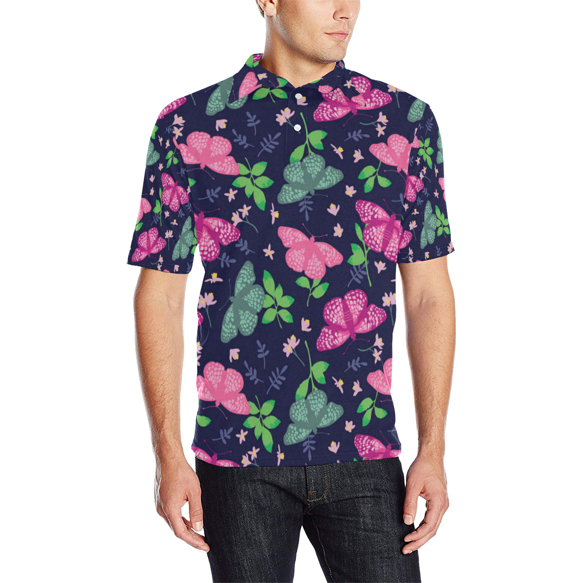 Monarch Butterfly Pattern Print Design 03 Men Polo Shirt
