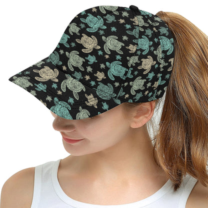 Sea Turtle Stamp Pattern Snapback Cap