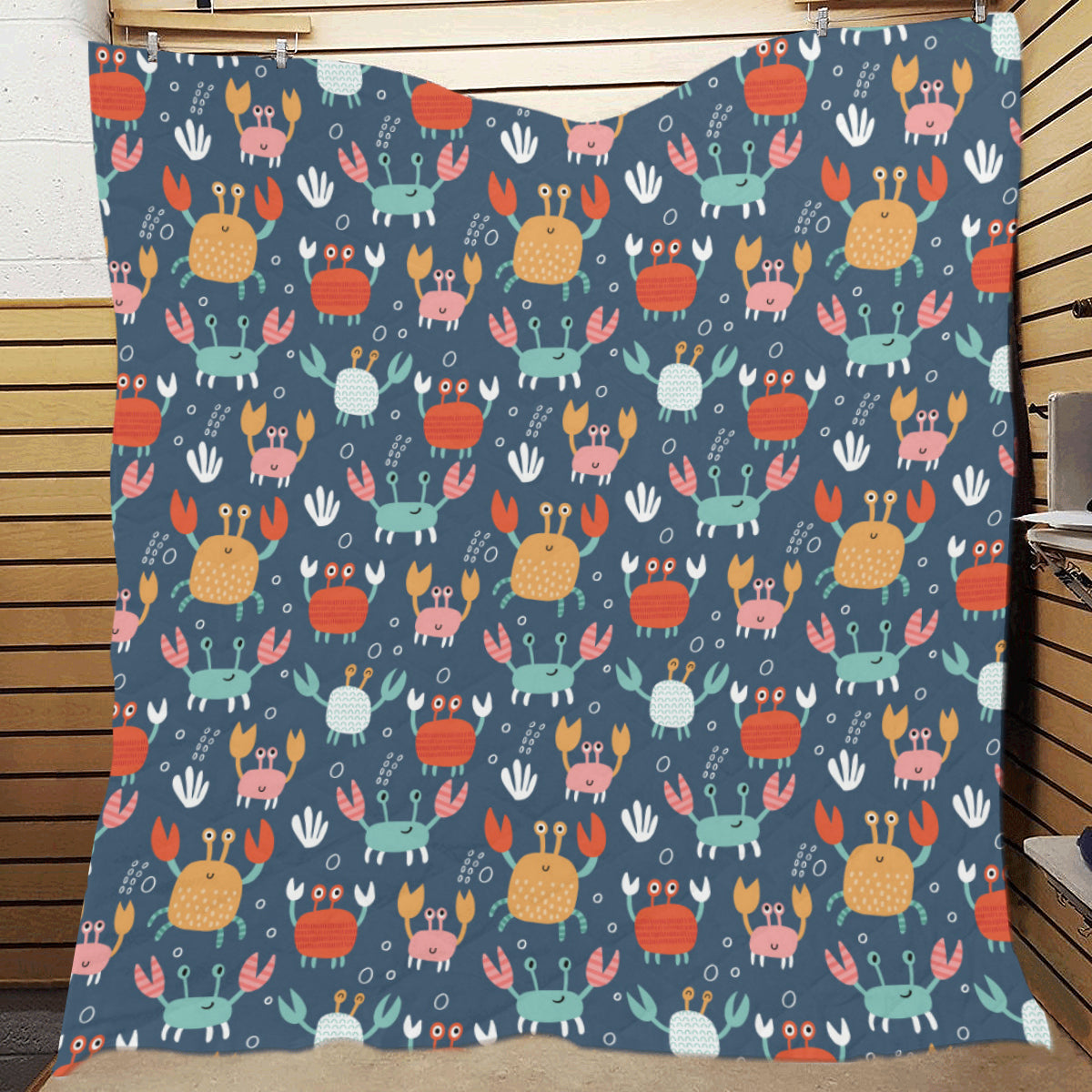 Crab Pattern Print Design 05 Premium Quilt