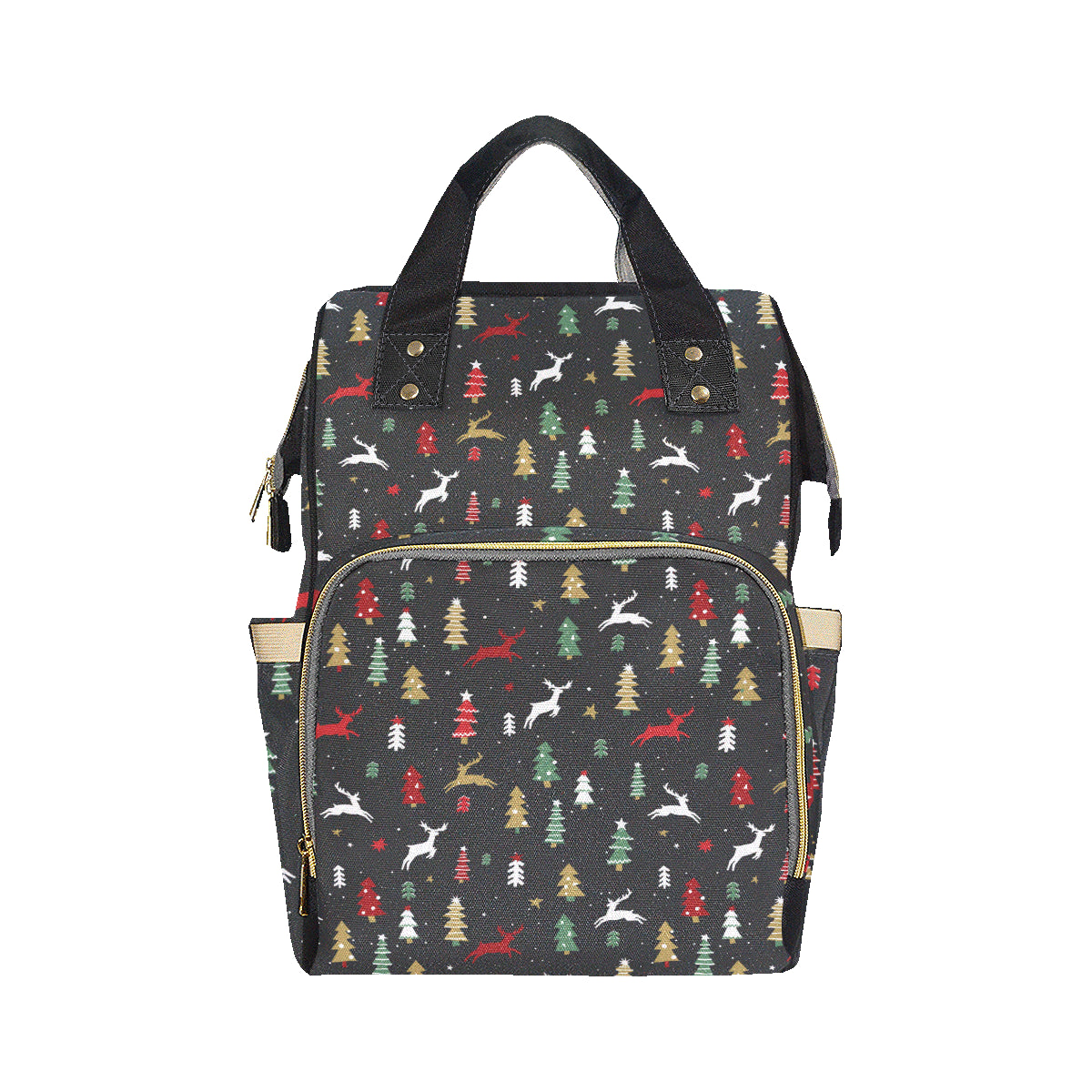 Christmas Tree Deer Style Pattern Print Design 03 Diaper Bag Backpack