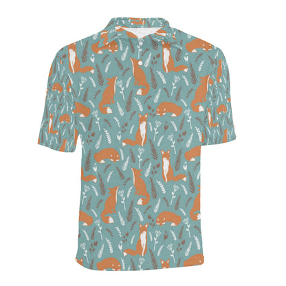Fox Forest Print Pattern Men Polo Shirt