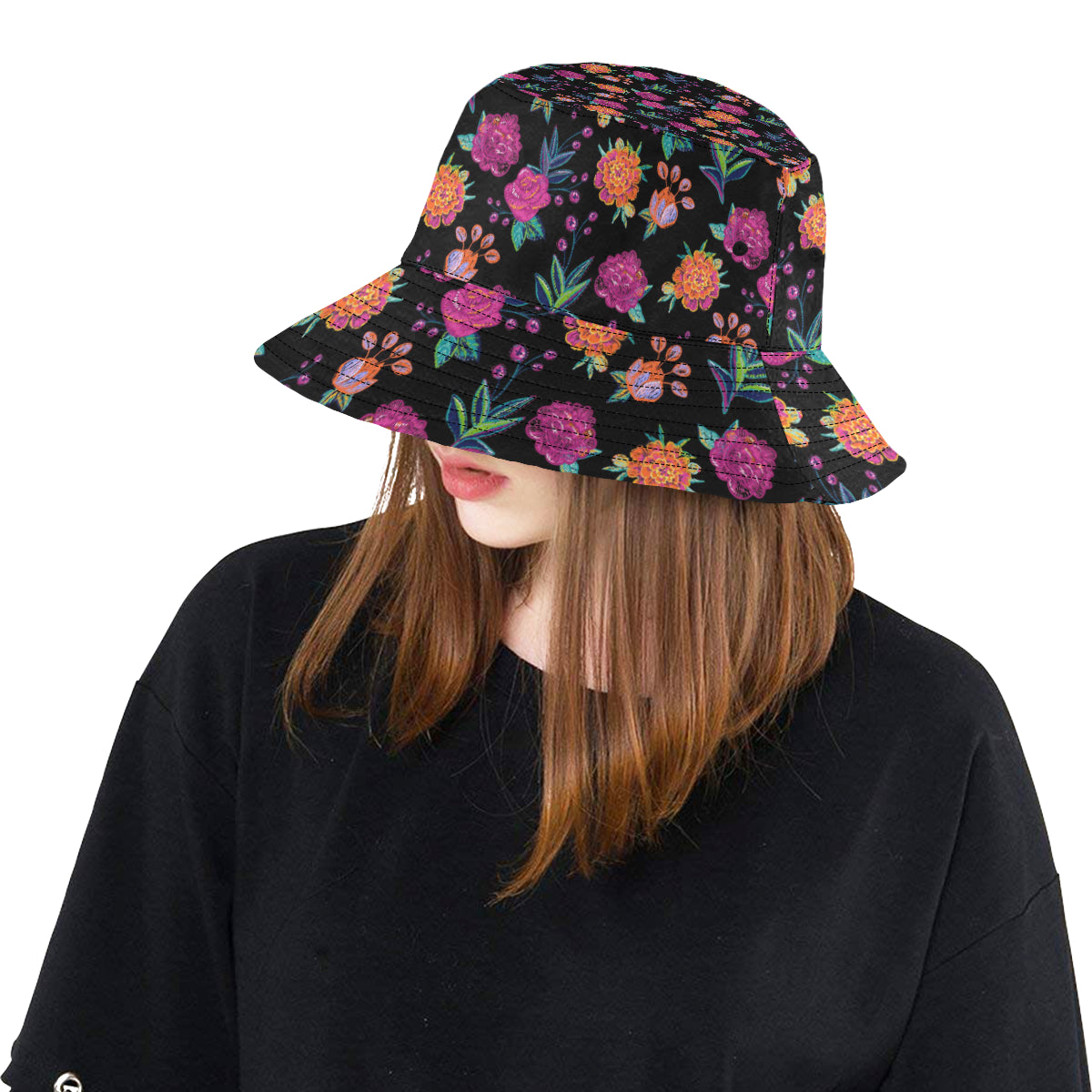 Marigold Pattern Print Design MR02 Unisex Bucket Hat