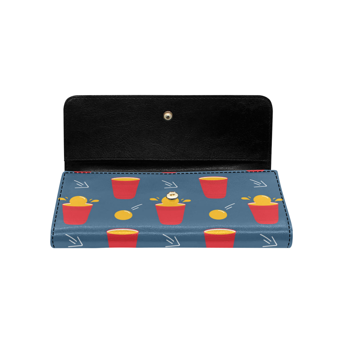 Beer Pong Pattern Print Design 02 Women's Trifold Wallet
