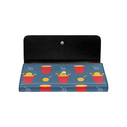 Beer Pong Pattern Print Design 02 Women's Trifold Wallet