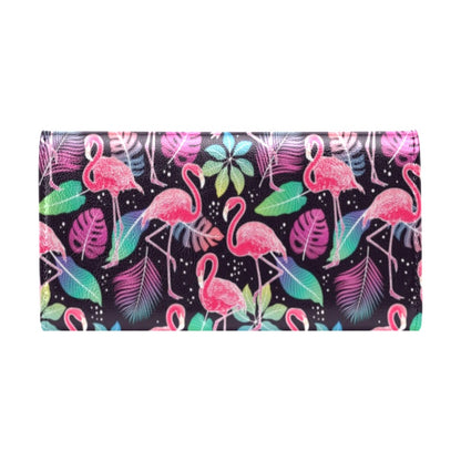 Flamingo Tropical leaves Neon Print Women's Trifold Wallet