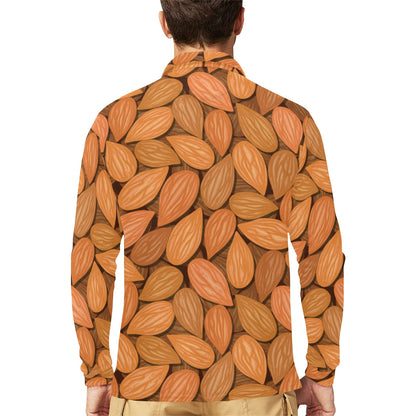 Almond Pattern Print Design 01 Long Sleeve Polo Shirt For Men's