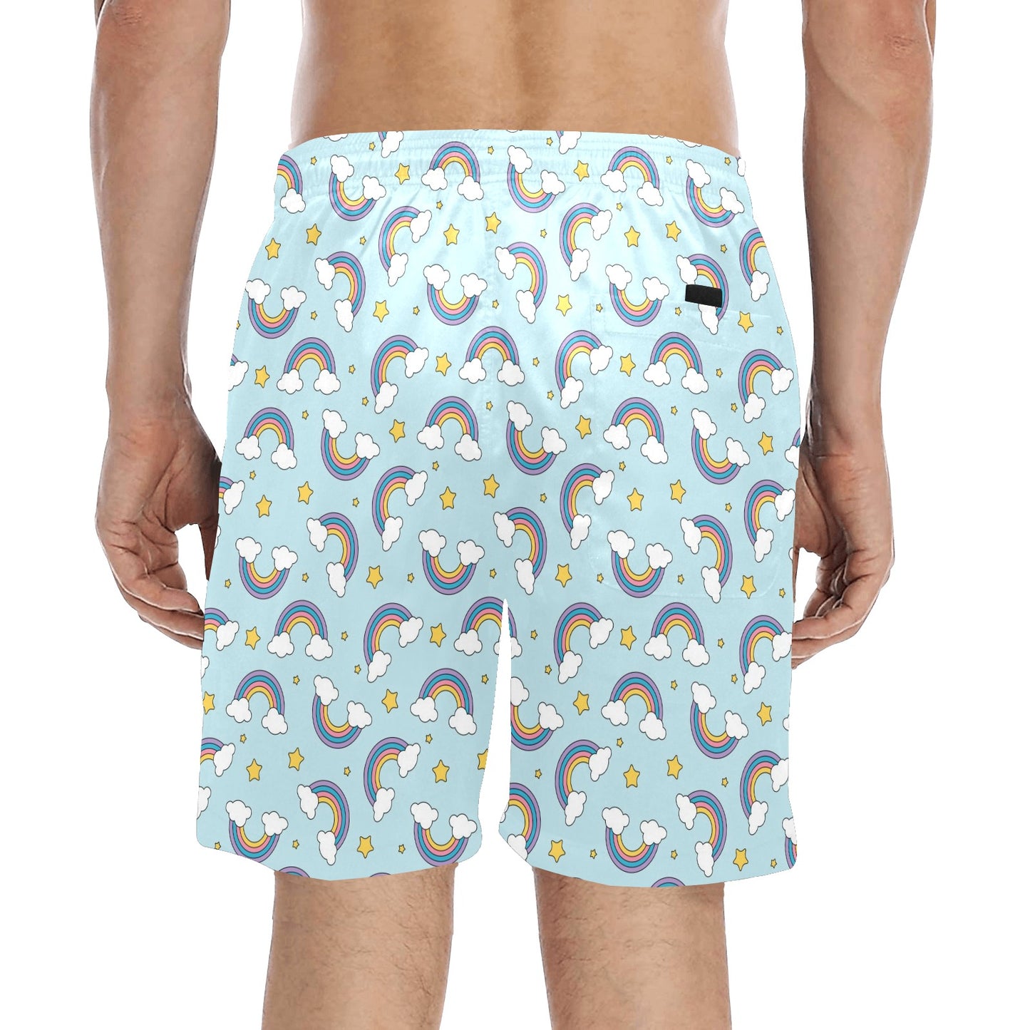 Rainbow Cloud Print Pattern Men's Swim Trunks Beach Shorts
