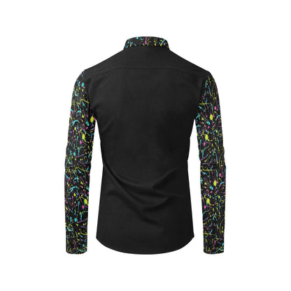 Splatter Multicolor Print Design LKS302 Men's Long Sleeve Dress Shirt