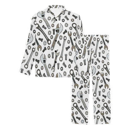 Mechanic Pattern Print Design 03 Men's Long Pajama Set