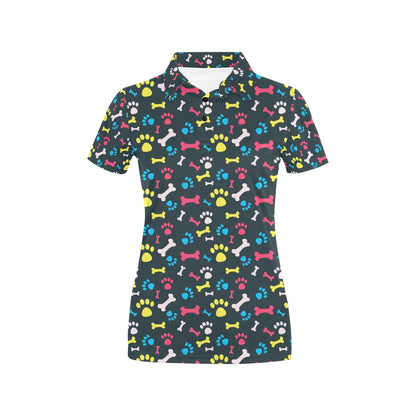 Paw Design Print Women's Polo Shirt