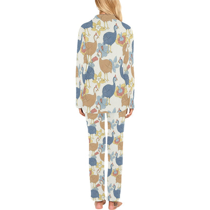 Guinea Fowl Pattern Print Design 01 Women's Long Pajama Set