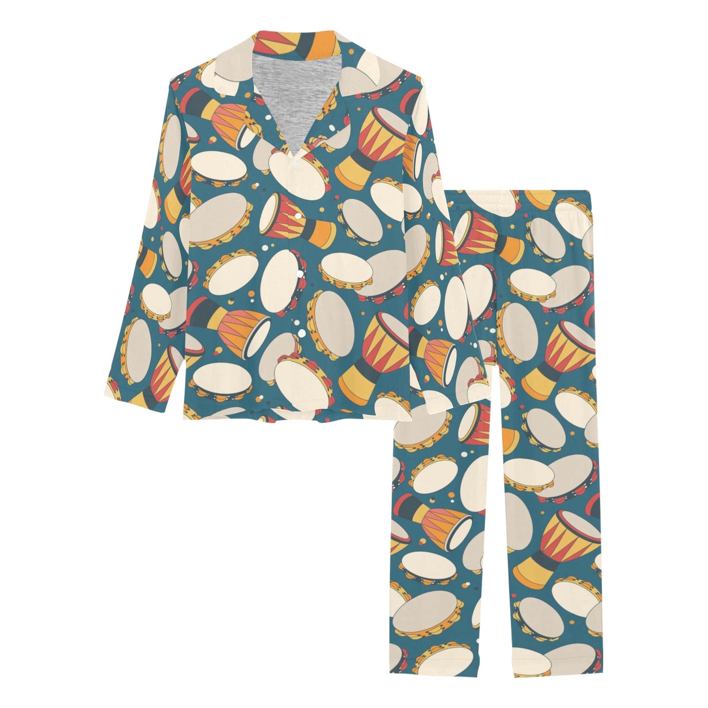 Tambourine Pattern Print Design 01 Women's Long Pajama Set