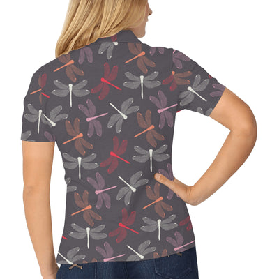 Donkey Red Elephant Pattern Print Design 03 Women's Polo Shirt