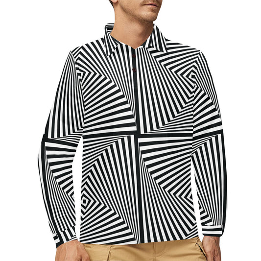 Vortex Print Design LKS302 Long Sleeve Polo Shirt For Men's