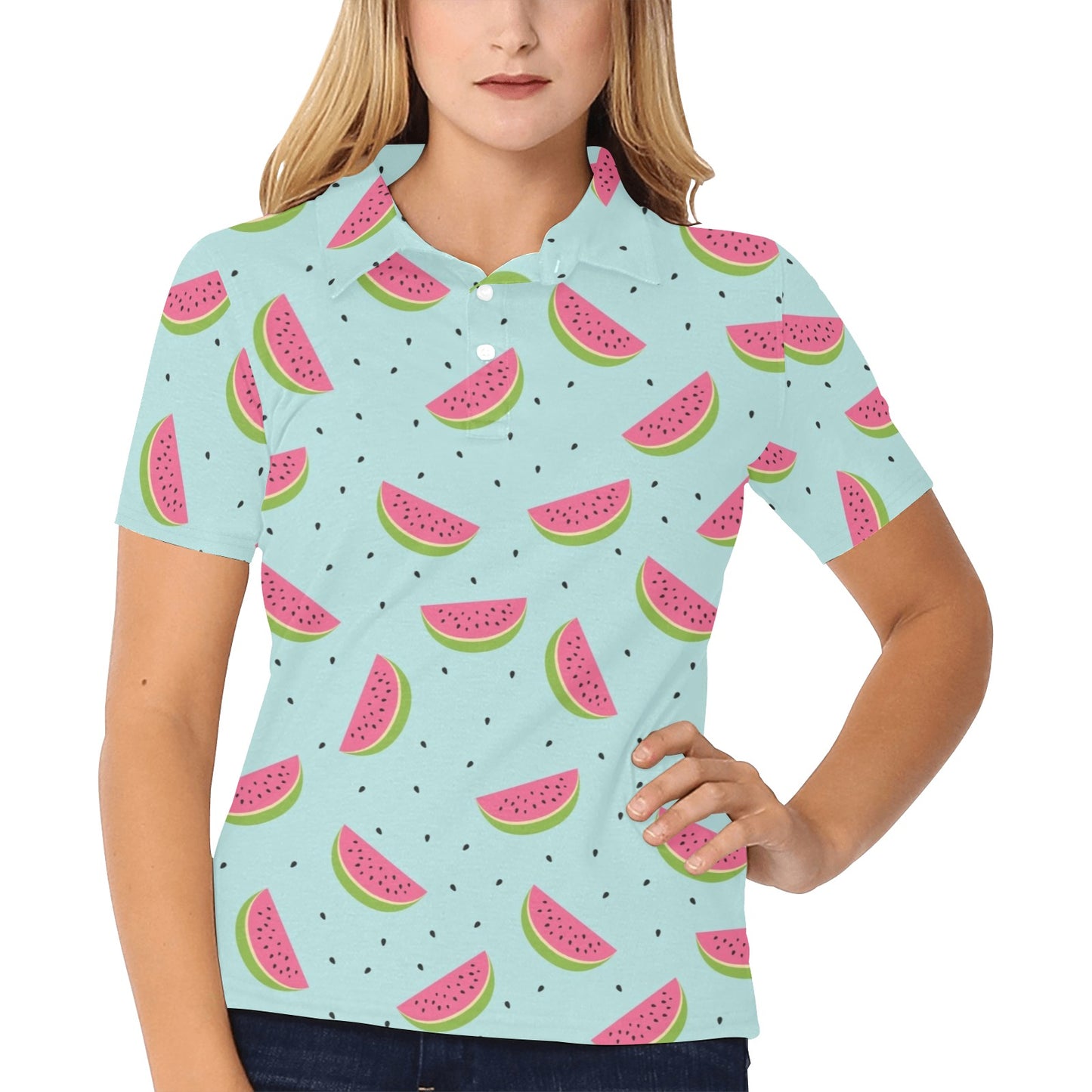 Watermelon Pattern Print Design WM06 Women's Polo Shirt