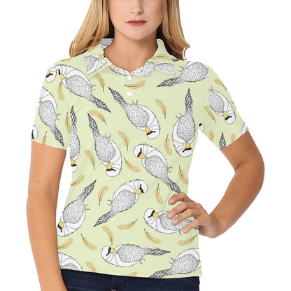 Parakeet Pattern Print Design A03 Women's Polo Shirt