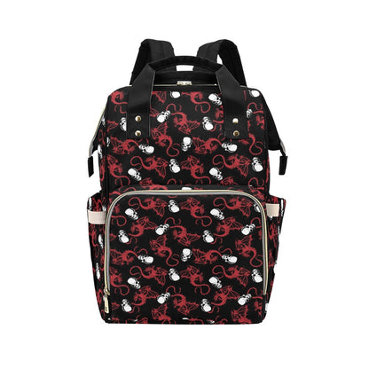 Skull With Red Dragon Print Design LKS304 Diaper Bag Backpack