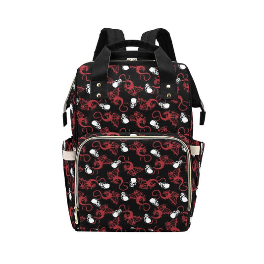 Skull With Red Dragon Print Design LKS304 Diaper Bag Backpack